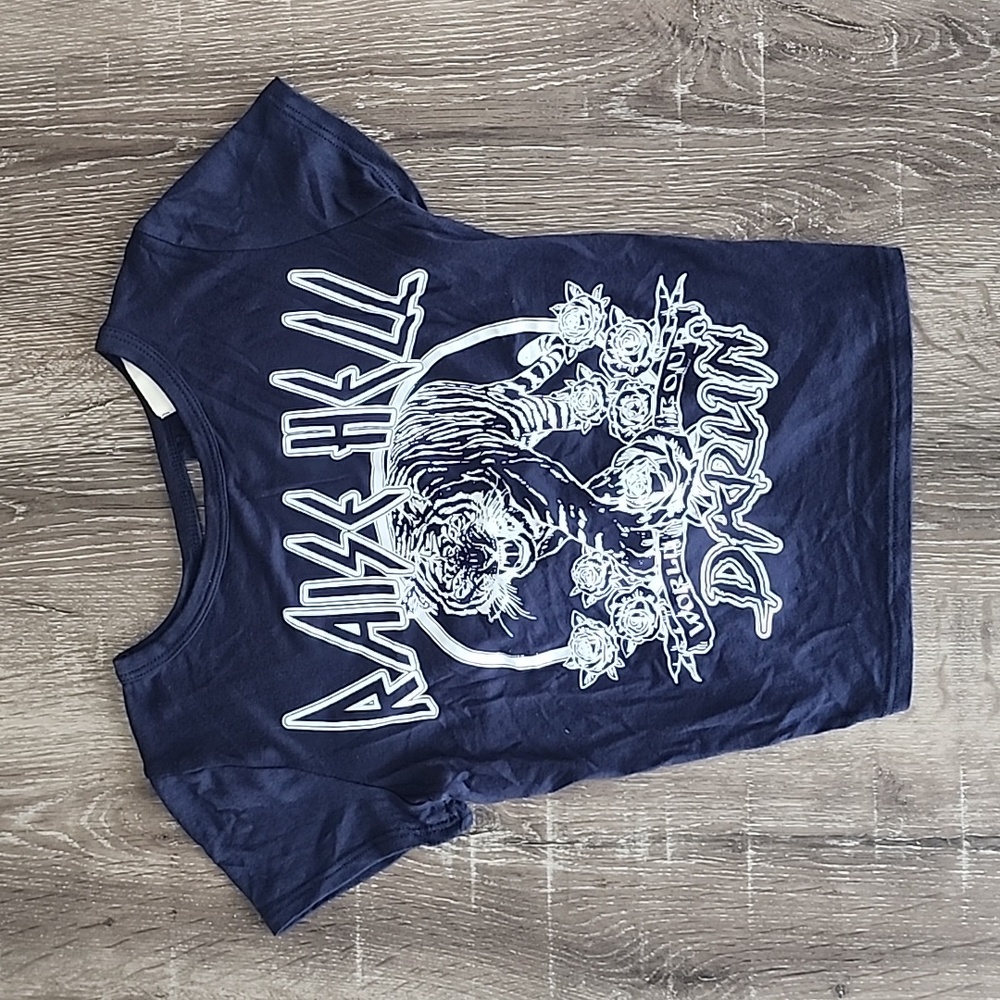 AMERICAN REBEL Raise Hell Darlin' World Tour Lace Up Back Crop Baby Tee XS